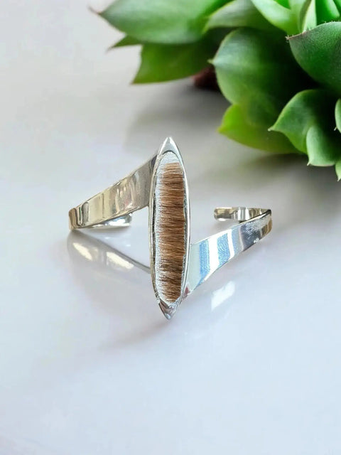 Cowhide Ellipse Cuff Bracelet -Sterling Silver Michelle Marie Boutique  Bracelet
