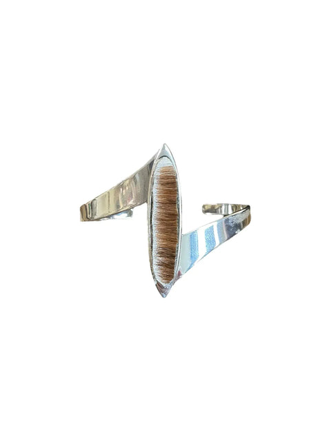 Cowhide Leather Ellipse Cuff Bracelet – Sterling Silver Adjustable Band | Made in USA by Michelle Marie Boutique Michelle Marie Boutique  Bracelet