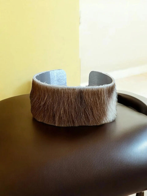 Cowhide Silver Cuff Bracelet Michelle Marie Boutique  Bracelet
