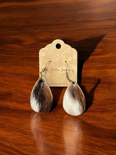 Cowhide Teardrop Earrings – Lightweight Hypoallergenic Boho Jewelry for Women | Made in USA Jewelry Michelle Marie Boutique  Earrings