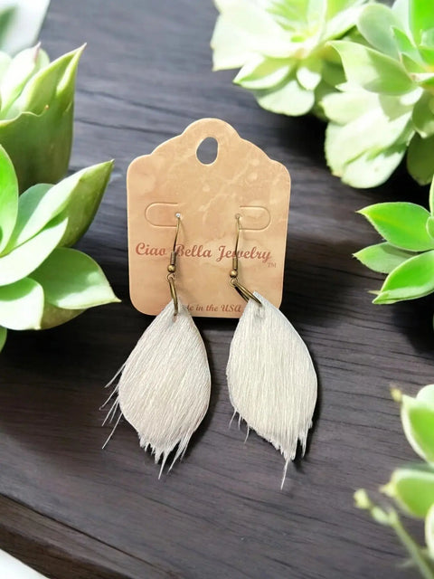 Cowhide Teardrop Earrings – Lightweight Hypoallergenic Boho Jewelry for Women | Made in USA Jewelry Michelle Marie Boutique  Earrings