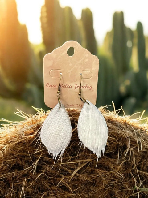 Cowhide Teardrop Earrings – Lightweight Hypoallergenic Boho Jewelry for Women | Made in USA Jewelry Michelle Marie Boutique  Earrings