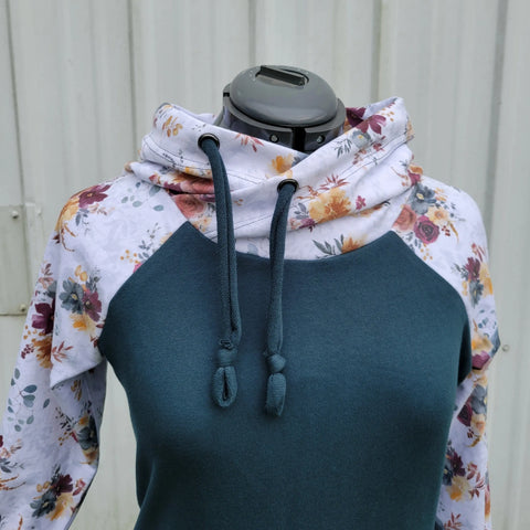Cozy Women's Blue Floral Hoodie – Cotton-Spandex Blend – Soft Stretch Fabric | Made in USA Apparel Adventure Clothes Company  Womens