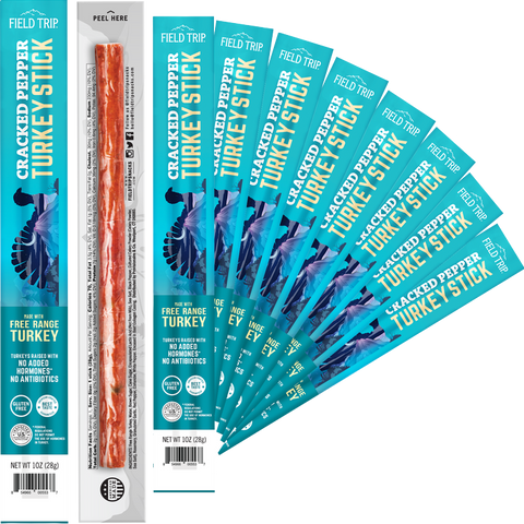 Field Trip Cracked Pepper Turkey Meat Sticks 1oz (10ct) – Free Range Protein Snack | Made in USA Field Trip 