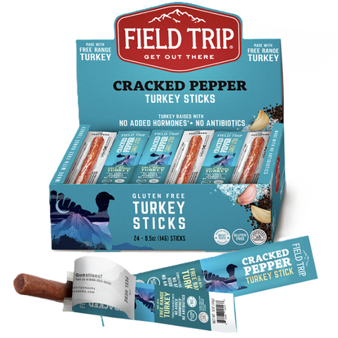 Field Trip Cracked Pepper Turkey Sticks 0.5oz (24 ct) – Gluten Free Protein Snack | Made in USA Field Trip 