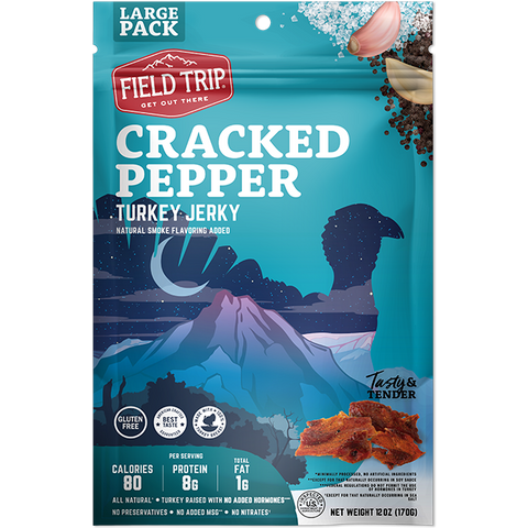 Field Trip Cracked Pepper Turkey Jerky 12oz – Gluten Free Snack | Made in USA Field Trip 
