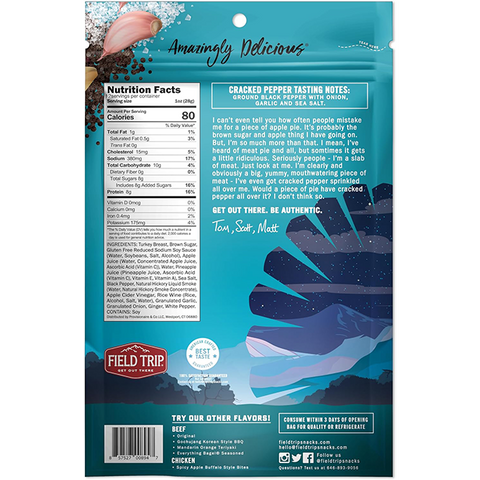 Field Trip Cracked Pepper Turkey Jerky 12oz – Gluten Free Snack | Made in USA Field Trip 