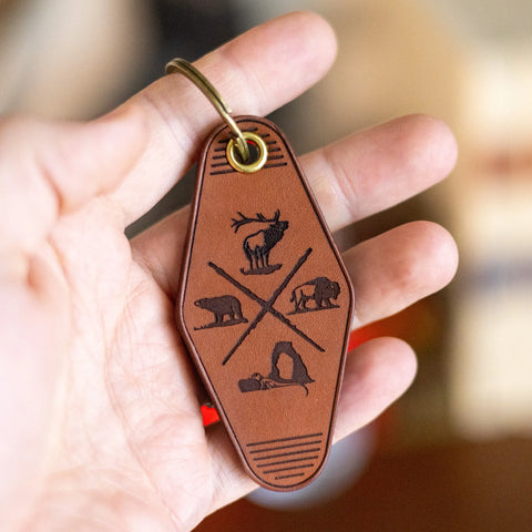 Crafted Leather Hotel Keychain - Adventure More KC Laser Co 