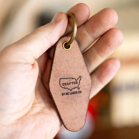 Crafted Leather Hotel Keychain - Adventure More KC Laser Co 