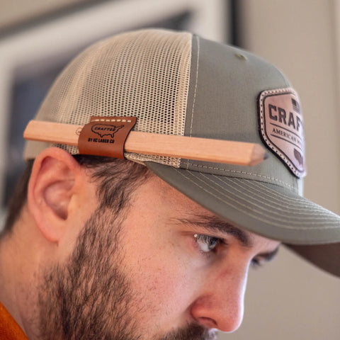 Crafted Leather Pencil Loop 112 Hat With Logo KC Laser Co 