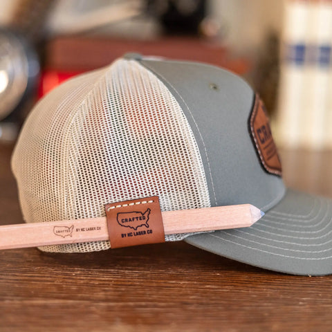 Crafted Leather Pencil Loop 112 Hat With Logo KC Laser Co 