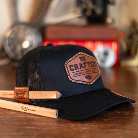 Crafted Leather Pencil Loop 112 Hat With Logo KC Laser Co 