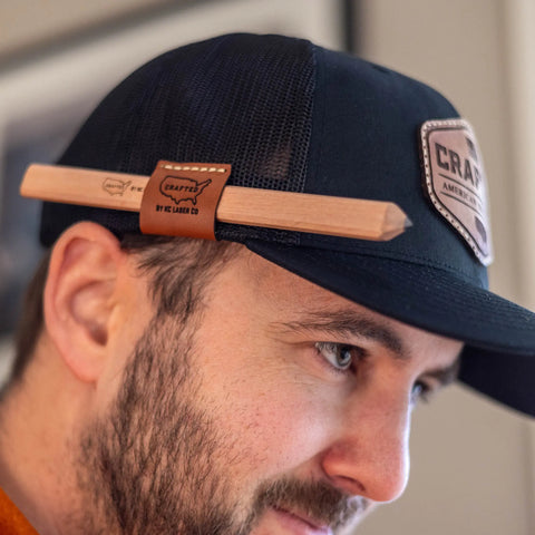 Crafted Leather Pencil Loop 112 Hat With Logo KC Laser Co 