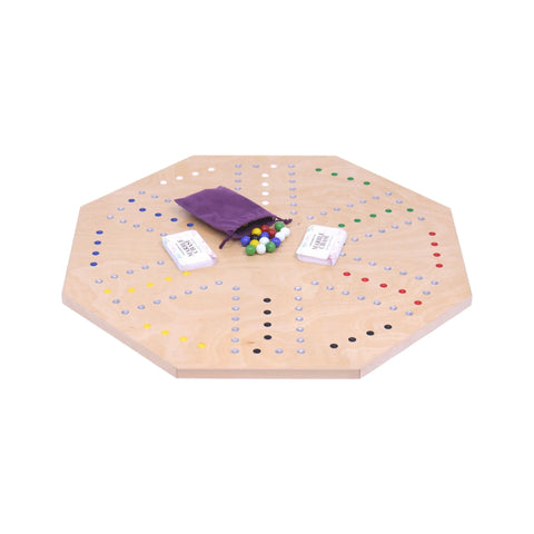 Crafted Wooden Marble Chase Game Set – Double-Sided 23 Inch Board with Cards and Marbles | Made in USA Amish Toy Box 