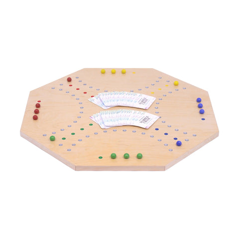 Crafted Wooden Marble Chase Game Set – Double-Sided 23 Inch Board with Cards and Marbles | Made in USA Amish Toy Box 