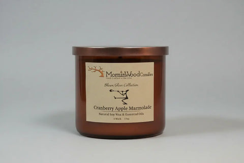 Cranberry Apple Marmalade-Soy 3-Wick Blown Glass Collection MorninWood Candles  3 Wick Candle