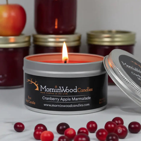 Cranberry Apple Soy Candle Tin – 6oz Handcrafted Home Fragrance – MorninWood Candles | Made in USA MorninWood Candles  Candles