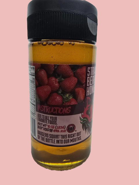 Creamed Strawberry Honey Spread 12 oz – Raw Florida Honey Blend | Made in USA by Honey Badgers Bee Farm Honey Badgers Bee Farm  Raw Honey