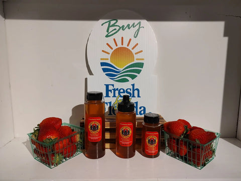 Creamed Strawberry Honey Spread 12 oz – Raw Florida Honey Blend | Made in USA by Honey Badgers Bee Farm Honey Badgers Bee Farm  Raw Honey