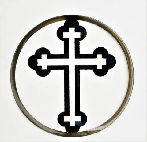 Cross Circle Wall Art – Powder Coated Metal Religious Decor | Made in USA Knights Home Decor  item