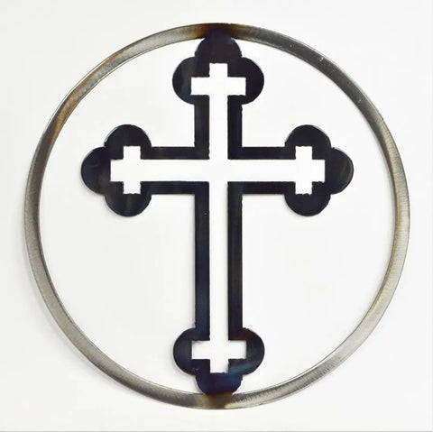 Cross Circle Wall Sculpture – Handcrafted Spiritual Metal Art | Made in USA Knights Home Decor  item