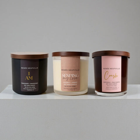 Crush Patchouli Palo Santo Soy Candle 8.5 Oz – Hand-Poured Coconut Wax Blend | Made in USA Wick and Glow Candle Company™  Candles