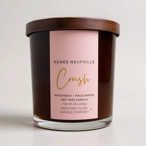 Crush Patchouli Palo Santo Soy Candle 8.5 Oz – Hand-Poured Coconut Wax Blend | Made in USA Wick and Glow Candle Company™  Candles