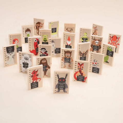 Cryptid Case Files Wooden Toy Chips 24-Pack – Handcrafted Mythical Creature Cards | Uncle Goose Made in USA Uncle Goose  Educational Chips