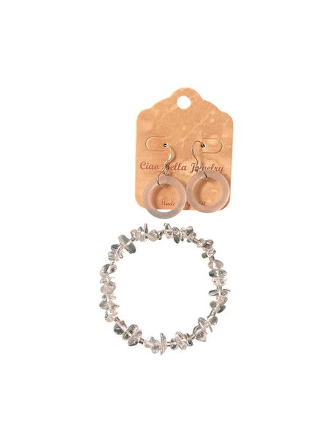 Crystal Beaded Bracelet & Frosted Sea Glass Earrings Michelle Marie Boutique  Bracelet Set