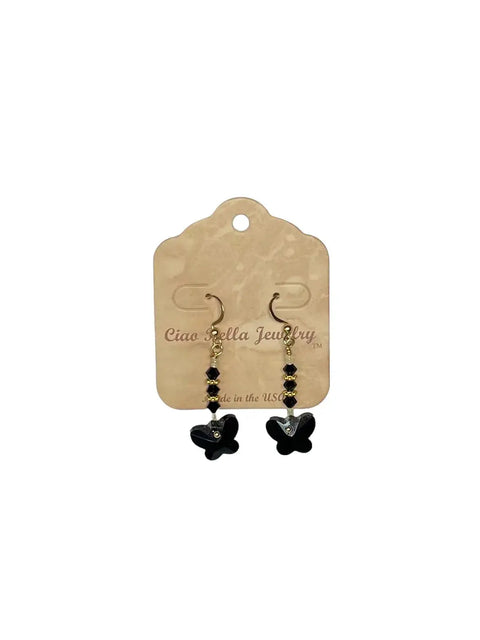 Crystal Butterfly Beaded Drop Earrings 2 Inch – Lightweight Gold Plated Jewelry | Made in USA Michelle Marie Boutique  Earrings