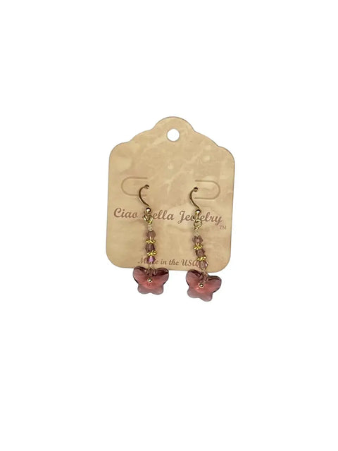 Crystal Butterfly Beaded Drop Earrings 2 Inch – Lightweight Gold Plated Jewelry | Made in USA Michelle Marie Boutique  Earrings
