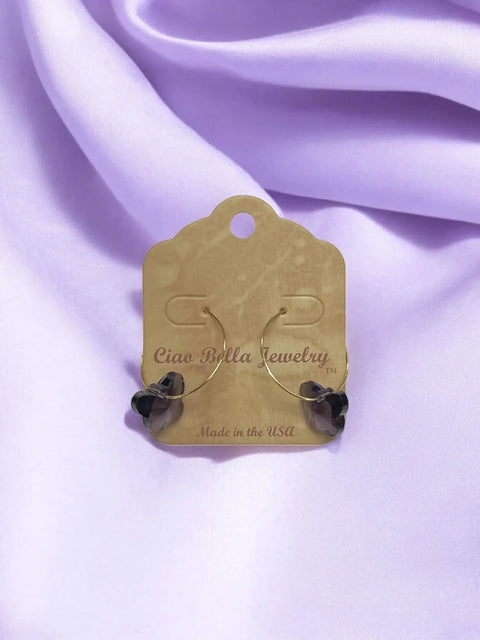 Crystal Butterfly Earrings on Gold Hoops - Elegant & Playful Jewelry Michelle Marie Boutique  Earrings