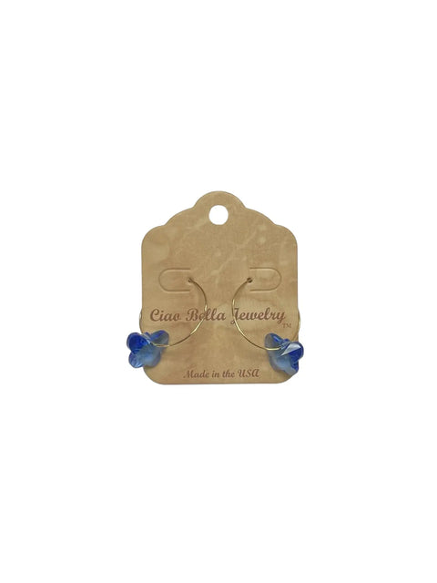 Crystal Butterfly Earrings on Gold Hoops - Elegant & Playful Jewelry Michelle Marie Boutique  Earrings
