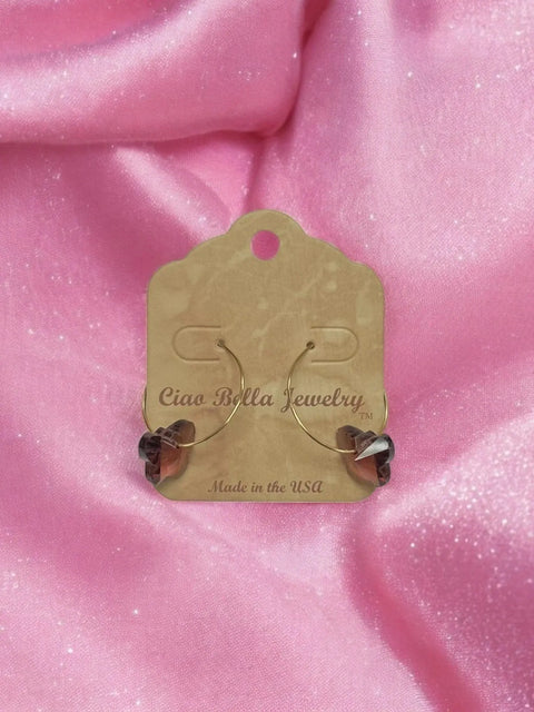 Crystal Butterfly Earrings on Gold Hoops - Elegant & Playful Jewelry Michelle Marie Boutique  Earrings