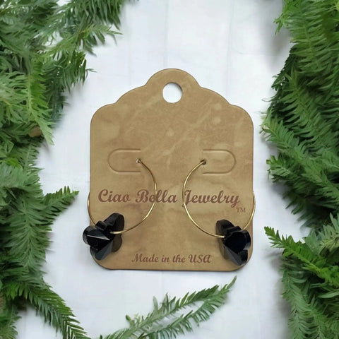 Crystal Butterfly Earrings on Gold Hoops - Elegant & Playful Jewelry Michelle Marie Boutique  Earrings