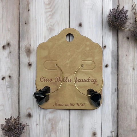 Crystal Butterfly Earrings on Gold Hoops - Elegant & Playful Jewelry Michelle Marie Boutique  Earrings