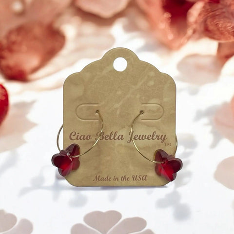 Crystal Butterfly Hoop Earrings – Lightweight Gold Jewelry with Vibrant Cut Crystals | Made in USA by Ciao Bella Michelle Marie Boutique  Earrings