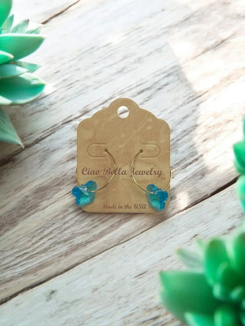 Crystal Butterfly Hoop Earrings – Lightweight Gold Jewelry with Vibrant Cut Crystals | Made in USA by Ciao Bella Michelle Marie Boutique  Earrings