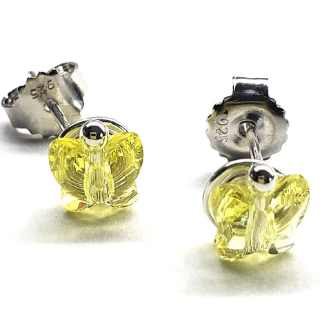 Crystal Butterfly Silver Spiral Stud Earrings Alexa Martha Designs  Earrings