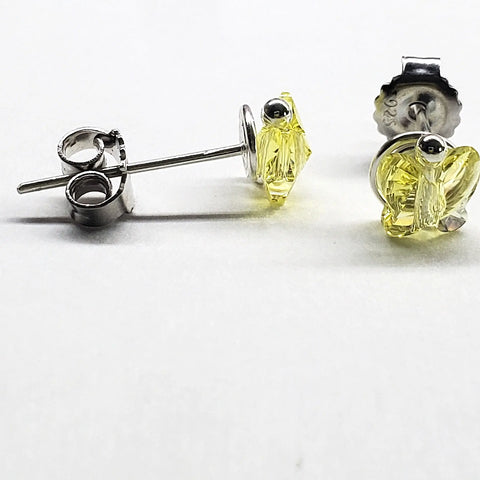 Crystal Butterfly Silver Spiral Stud Earrings Alexa Martha Designs  Earrings