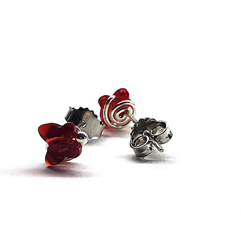 Crystal Butterfly Silver Spiral Stud Earrings Alexa Martha Designs  Earrings