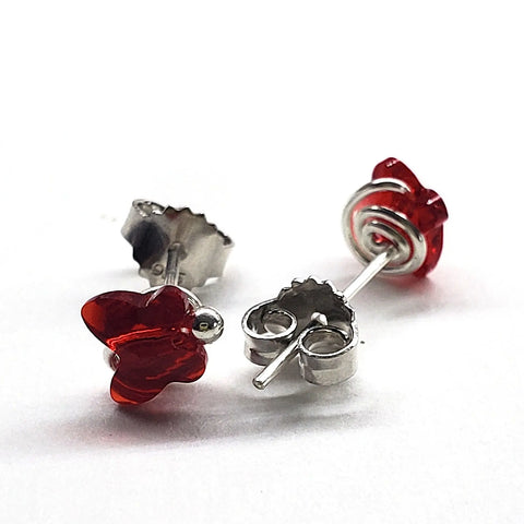 Crystal Butterfly Silver Spiral Stud Earrings Alexa Martha Designs  Earrings