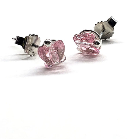 Crystal Butterfly Silver Spiral Stud Earrings Alexa Martha Designs  Earrings