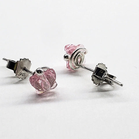 Crystal Butterfly Silver Spiral Stud Earrings Alexa Martha Designs  Earrings