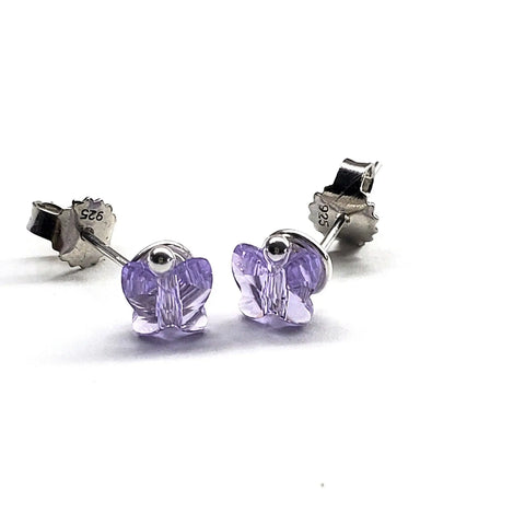 Crystal Butterfly Silver Spiral Stud Earrings Alexa Martha Designs  Earrings