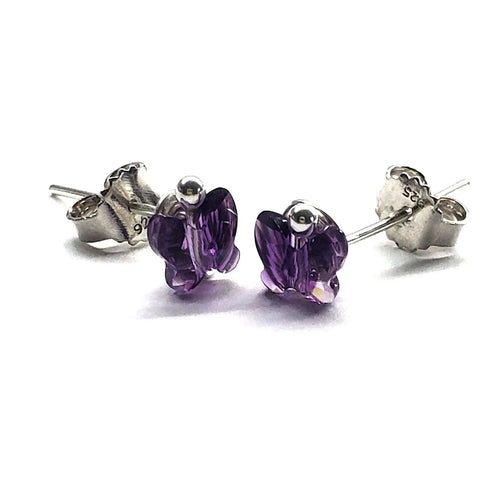 Crystal Butterfly Silver Spiral Stud Earrings Alexa Martha Designs  Earrings