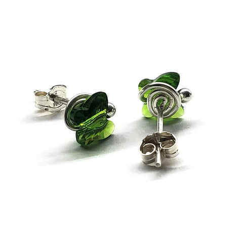 Crystal Butterfly Silver Spiral Stud Earrings Alexa Martha Designs  Earrings