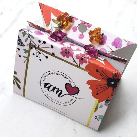 Crystal Butterfly Silver Spiral Stud Earrings Alexa Martha Designs  Earrings