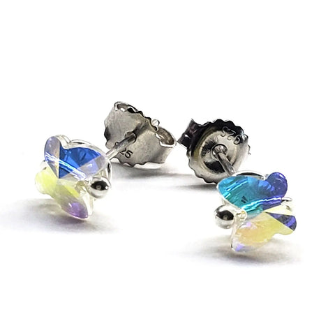 Crystal Butterfly Silver Spiral Stud Earrings Alexa Martha Designs  Earrings