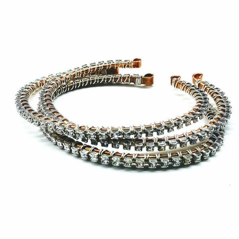 Crystal Rhinestone Wire Wrapped Tennis Bracelet Bangle – Handmade Silver | Made in USA Alexa Martha Designs  Bangles /Bracelets